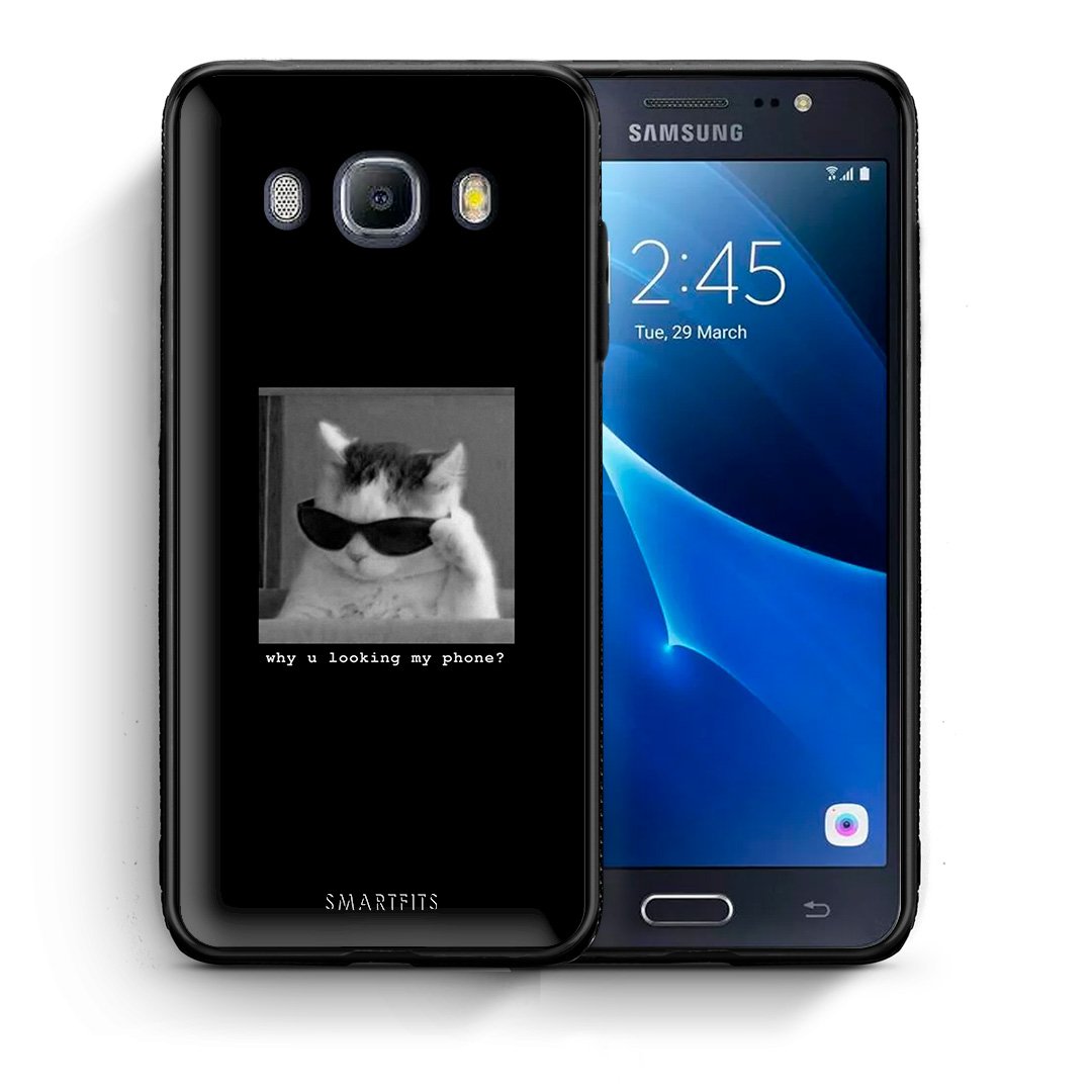 Θήκη Samsung J7 2016 Meme Cat από τη Smartfits με σχέδιο στο πίσω μέρος και μαύρο περίβλημα | Samsung J7 2016 Meme Cat case with colorful back and black bezels