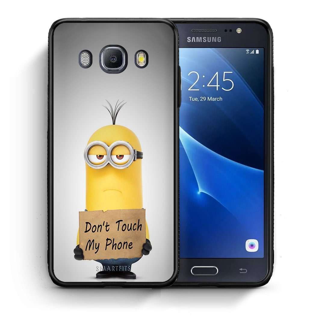 Θήκη Samsung J7 2016 Minion Text από τη Smartfits με σχέδιο στο πίσω μέρος και μαύρο περίβλημα | Samsung J7 2016 Minion Text case with colorful back and black bezels