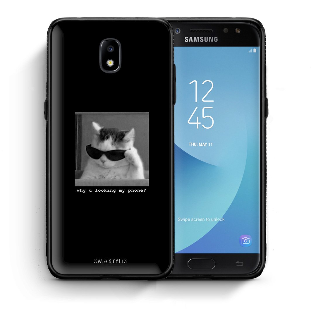 Θήκη Samsung J7 2017 Meme Cat από τη Smartfits με σχέδιο στο πίσω μέρος και μαύρο περίβλημα | Samsung J7 2017 Meme Cat case with colorful back and black bezels