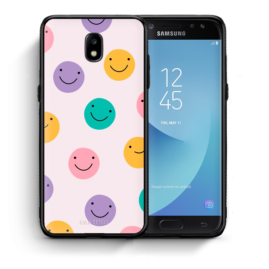 Θήκη Samsung J7 2017 Smiley Faces από τη Smartfits με σχέδιο στο πίσω μέρος και μαύρο περίβλημα | Samsung J7 2017 Smiley Faces case with colorful back and black bezels