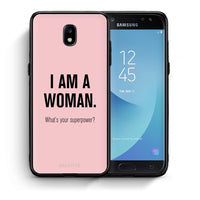 Thumbnail for Θήκη Samsung J7 2017 Superpower Woman από τη Smartfits με σχέδιο στο πίσω μέρος και μαύρο περίβλημα | Samsung J7 2017 Superpower Woman case with colorful back and black bezels
