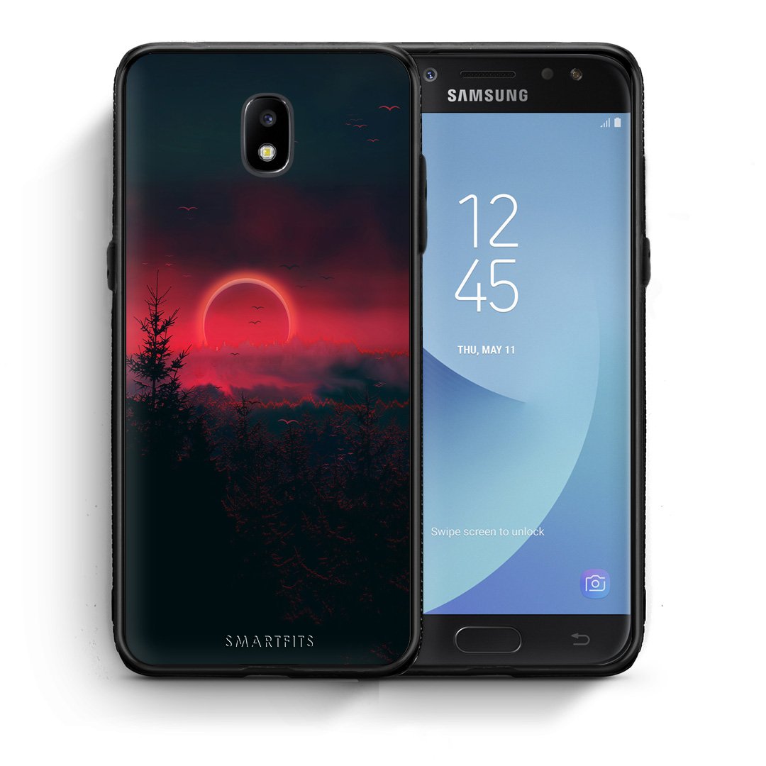 Θήκη Samsung J7 2017 Sunset Tropic από τη Smartfits με σχέδιο στο πίσω μέρος και μαύρο περίβλημα | Samsung J7 2017 Sunset Tropic case with colorful back and black bezels