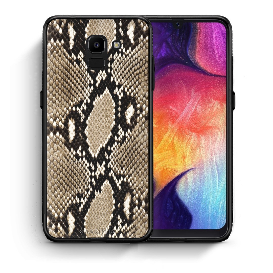 Θήκη Samsung J6 Fashion Snake Animal από τη Smartfits με σχέδιο στο πίσω μέρος και μαύρο περίβλημα | Samsung J6 Fashion Snake Animal case with colorful back and black bezels