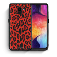 Thumbnail for Θήκη Samsung J6 Red Leopard Animal από τη Smartfits με σχέδιο στο πίσω μέρος και μαύρο περίβλημα | Samsung J6 Red Leopard Animal case with colorful back and black bezels