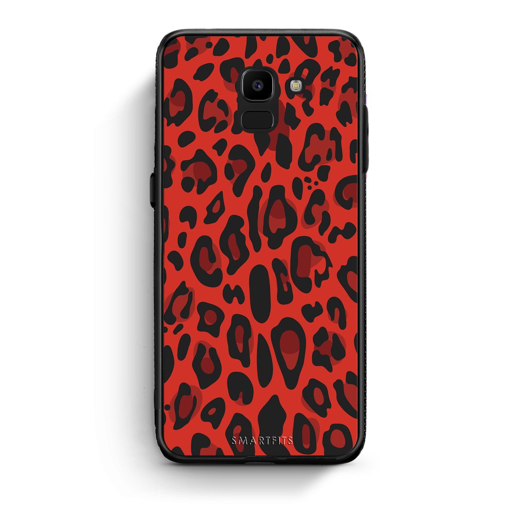 4 - samsung Galaxy J6 Red Leopard Animal case, cover, bumper