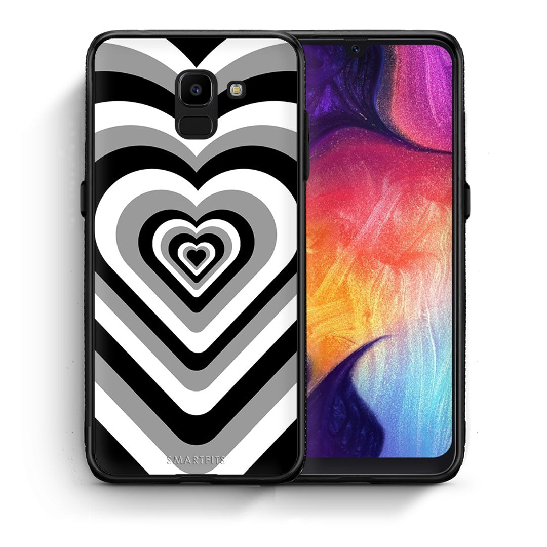 Θήκη Samsung J6 Black Hearts από τη Smartfits με σχέδιο στο πίσω μέρος και μαύρο περίβλημα | Samsung J6 Black Hearts case with colorful back and black bezels