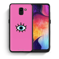 Thumbnail for Θήκη Samsung J6 Blue Eye Pink από τη Smartfits με σχέδιο στο πίσω μέρος και μαύρο περίβλημα | Samsung J6 Blue Eye Pink case with colorful back and black bezels