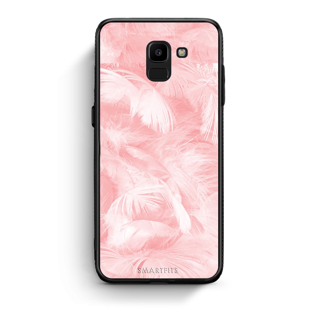 33 - samsung Galaxy J6 Pink Feather Boho case, cover, bumper