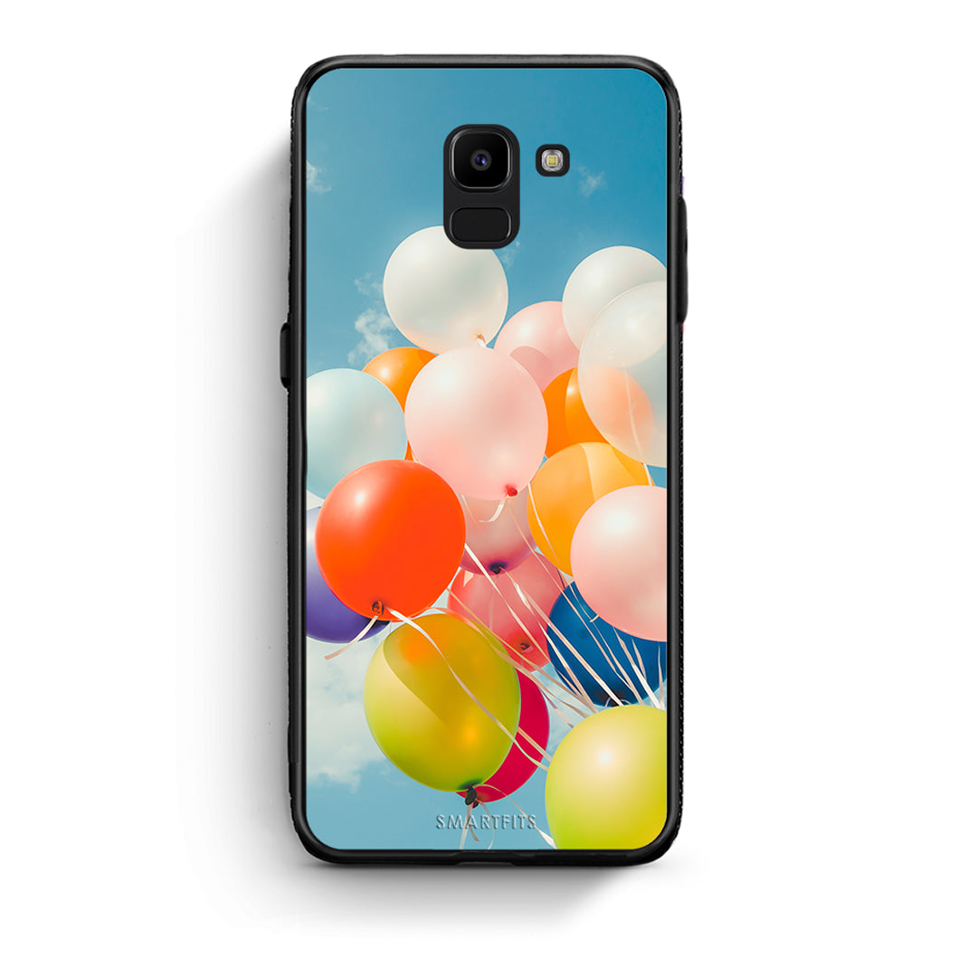 samsung J6 Colorful Balloons θήκη από τη Smartfits με σχέδιο στο πίσω μέρος και μαύρο περίβλημα | Smartphone case with colorful back and black bezels by Smartfits