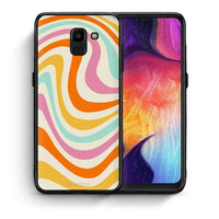 Thumbnail for Θήκη Samsung J6 Colourful Waves από τη Smartfits με σχέδιο στο πίσω μέρος και μαύρο περίβλημα | Samsung J6 Colourful Waves case with colorful back and black bezels