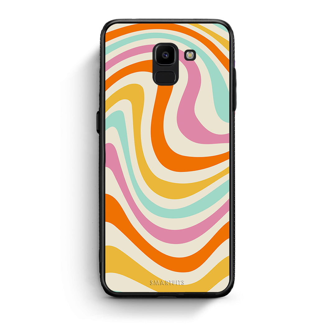 samsung J6 Colourful Waves θήκη από τη Smartfits με σχέδιο στο πίσω μέρος και μαύρο περίβλημα | Smartphone case with colorful back and black bezels by Smartfits