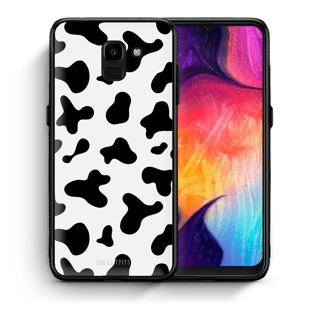 Θήκη Samsung J6 Cow Print από τη Smartfits με σχέδιο στο πίσω μέρος και μαύρο περίβλημα | Samsung J6 Cow Print case with colorful back and black bezels