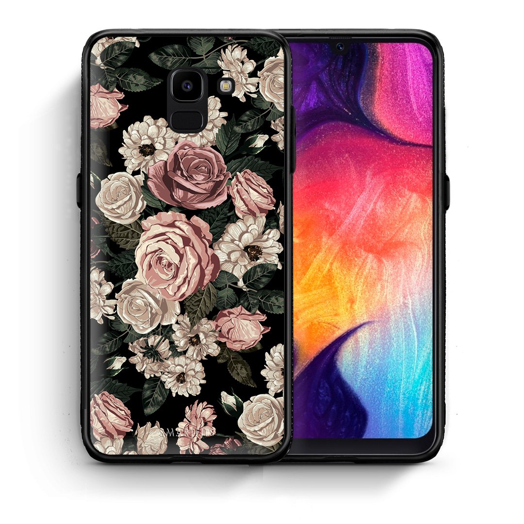 Θήκη Samsung J6 Wild Roses Flower από τη Smartfits με σχέδιο στο πίσω μέρος και μαύρο περίβλημα | Samsung J6 Wild Roses Flower case with colorful back and black bezels