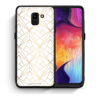 Thumbnail for Θήκη Samsung J6 Luxury White Geometric από τη Smartfits με σχέδιο στο πίσω μέρος και μαύρο περίβλημα | Samsung J6 Luxury White Geometric case with colorful back and black bezels
