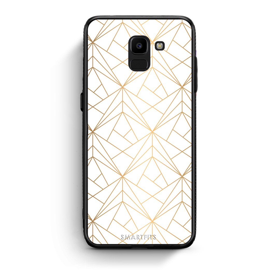 111 - samsung Galaxy J6 Luxury White Geometric case, cover, bumper