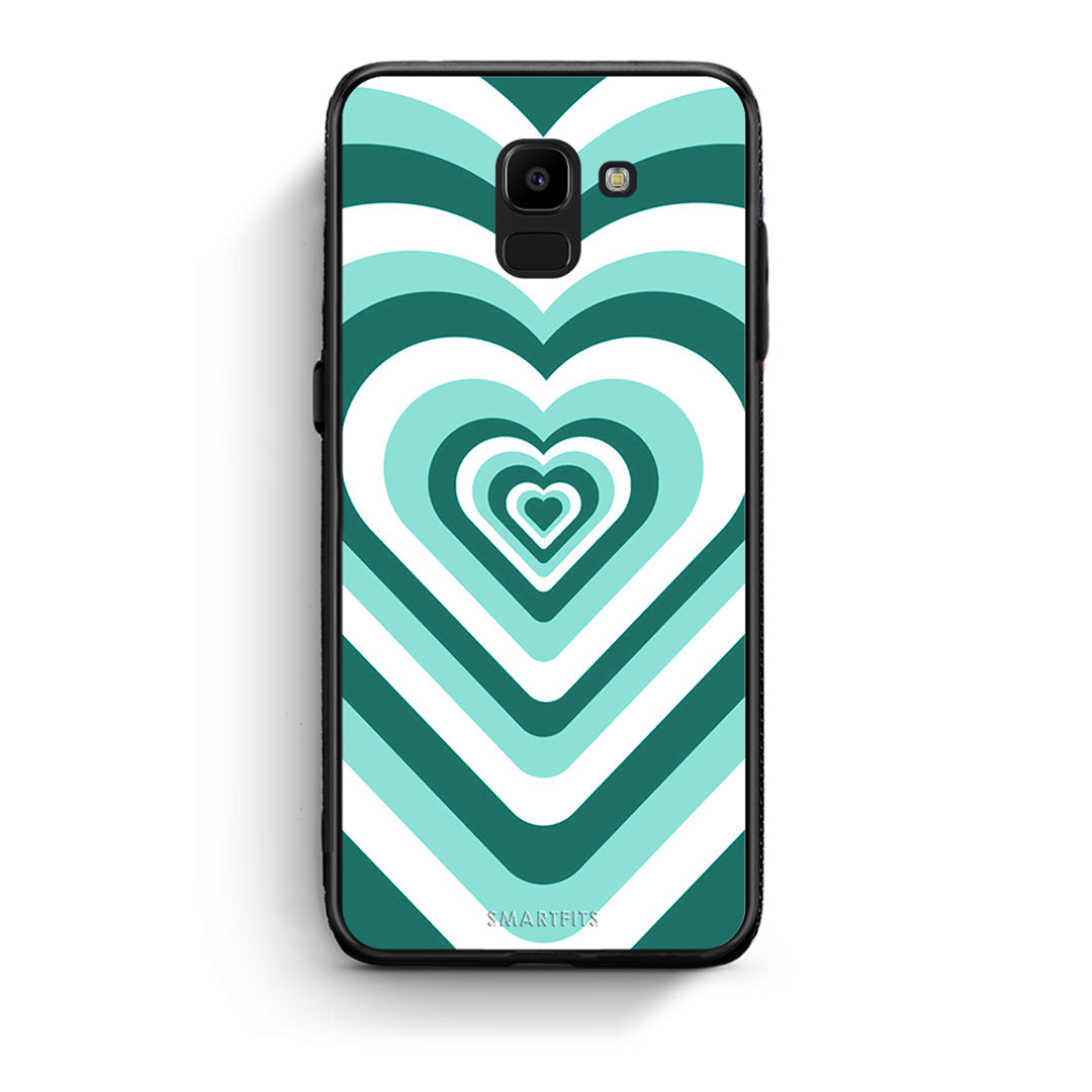 samsung J6 Green Hearts θήκη από τη Smartfits με σχέδιο στο πίσω μέρος και μαύρο περίβλημα | Smartphone case with colorful back and black bezels by Smartfits