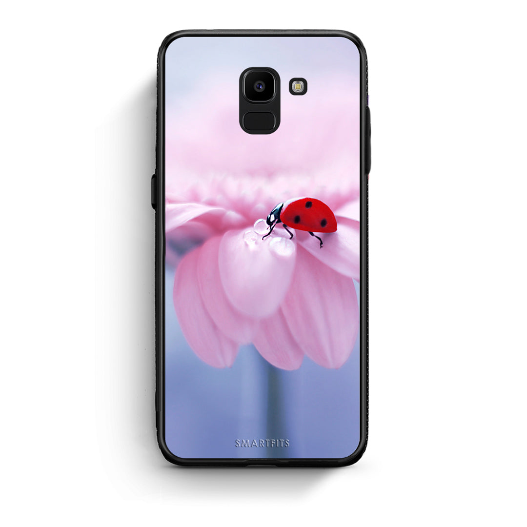 samsung J6 Ladybug Flower θήκη από τη Smartfits με σχέδιο στο πίσω μέρος και μαύρο περίβλημα | Smartphone case with colorful back and black bezels by Smartfits