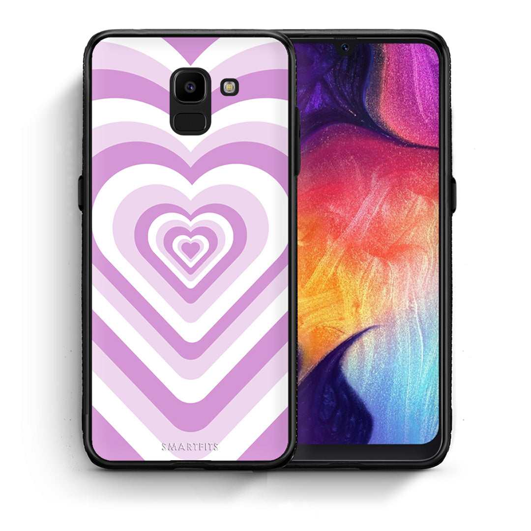 Θήκη Samsung J6 Lilac Hearts από τη Smartfits με σχέδιο στο πίσω μέρος και μαύρο περίβλημα | Samsung J6 Lilac Hearts case with colorful back and black bezels