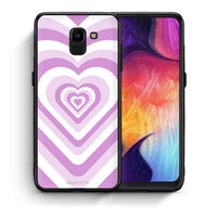 Thumbnail for Θήκη Samsung J6 Lilac Hearts από τη Smartfits με σχέδιο στο πίσω μέρος και μαύρο περίβλημα | Samsung J6 Lilac Hearts case with colorful back and black bezels