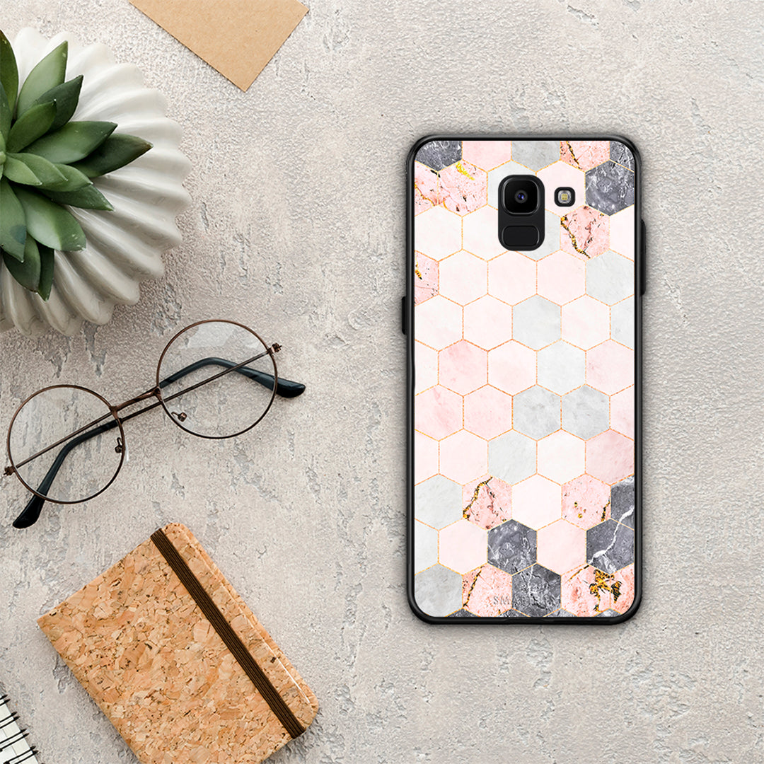 Marble Hexagon Pink - Samsung Galaxy J6 case