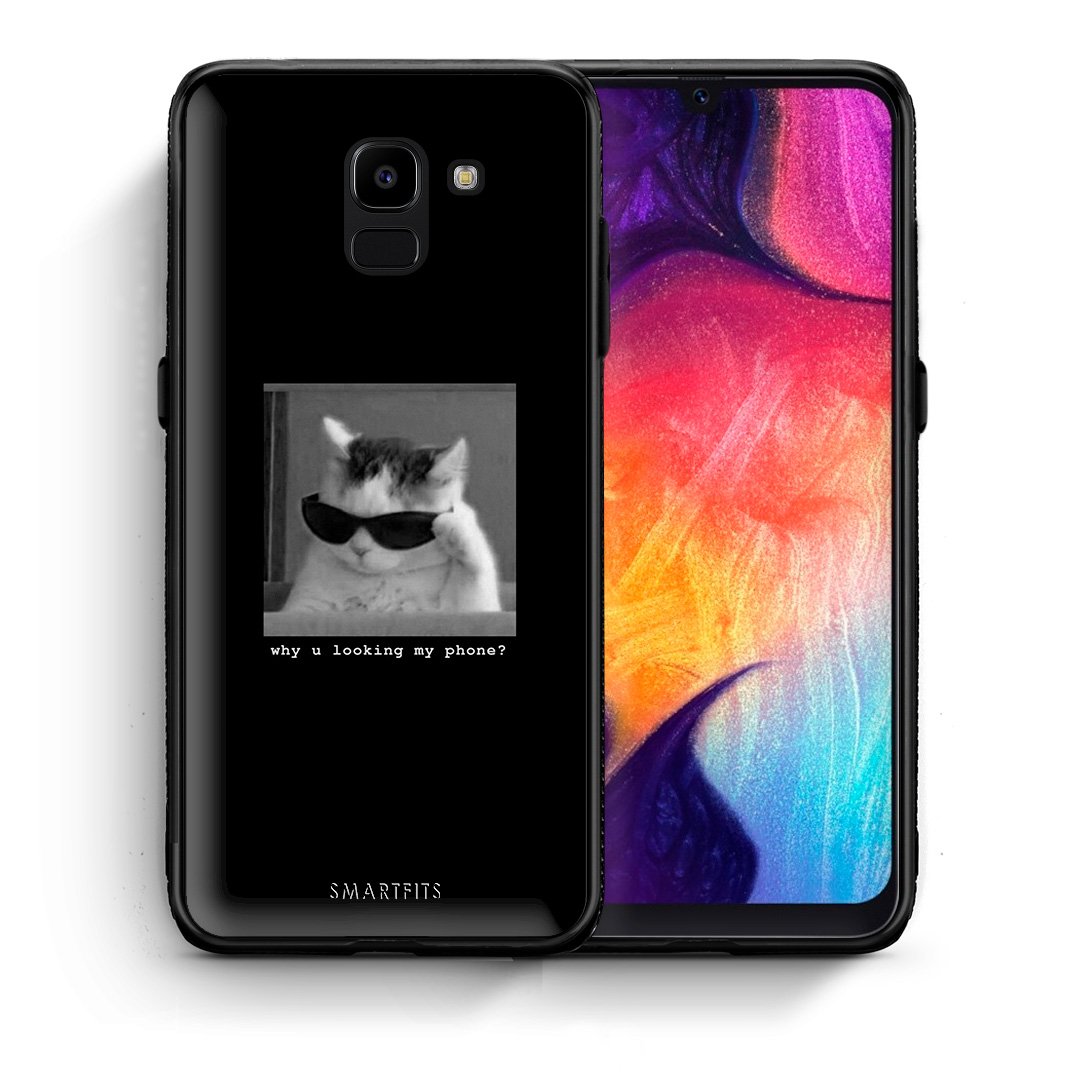 Θήκη Samsung J6 Meme Cat από τη Smartfits με σχέδιο στο πίσω μέρος και μαύρο περίβλημα | Samsung J6 Meme Cat case with colorful back and black bezels