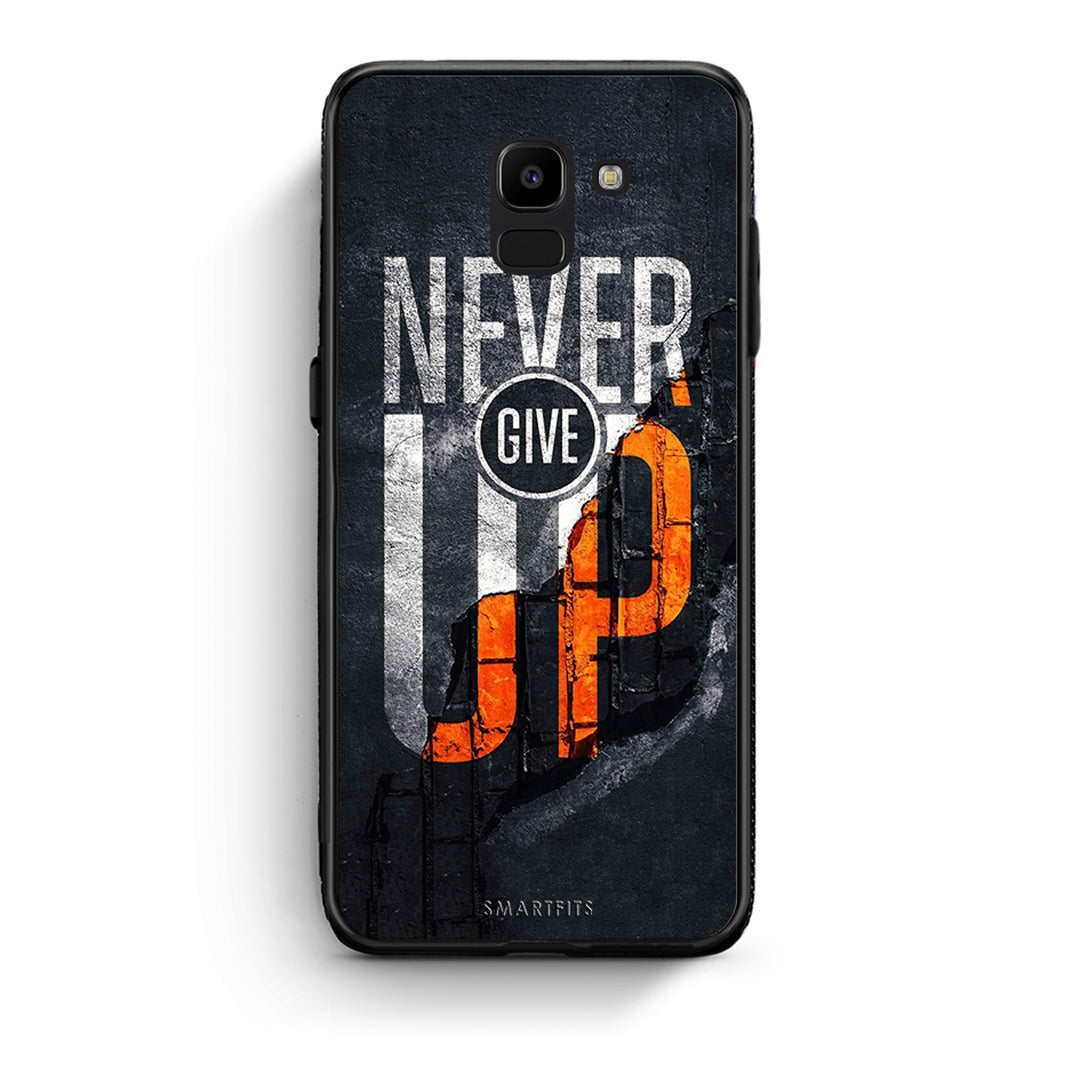 samsung J6 Never Give Up Θήκη Αγίου Βαλεντίνου από τη Smartfits με σχέδιο στο πίσω μέρος και μαύρο περίβλημα | Smartphone case with colorful back and black bezels by Smartfits