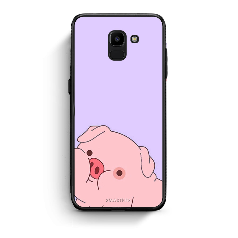 samsung J6 Pig Love 2 Θήκη Αγίου Βαλεντίνου από τη Smartfits με σχέδιο στο πίσω μέρος και μαύρο περίβλημα | Smartphone case with colorful back and black bezels by Smartfits