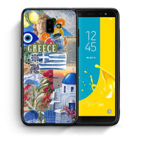 Thumbnail for Θήκη Samsung J6+ All Greek από τη Smartfits με σχέδιο στο πίσω μέρος και μαύρο περίβλημα | Samsung J6+ All Greek case with colorful back and black bezels