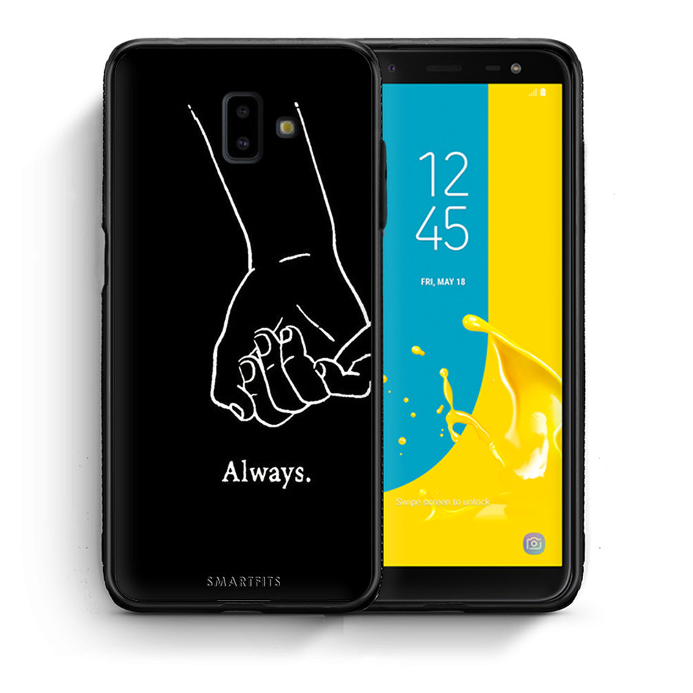 Θήκη Αγίου Βαλεντίνου Samsung J6+ Always & Forever 1 από τη Smartfits με σχέδιο στο πίσω μέρος και μαύρο περίβλημα | Samsung J6+ Always & Forever 1 case with colorful back and black bezels