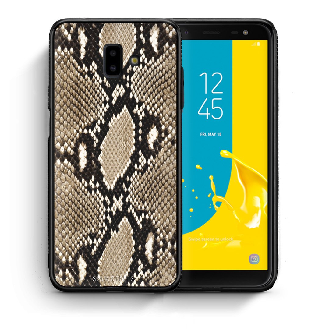 Θήκη Samsung J6+ Fashion Snake Animal από τη Smartfits με σχέδιο στο πίσω μέρος και μαύρο περίβλημα | Samsung J6+ Fashion Snake Animal case with colorful back and black bezels