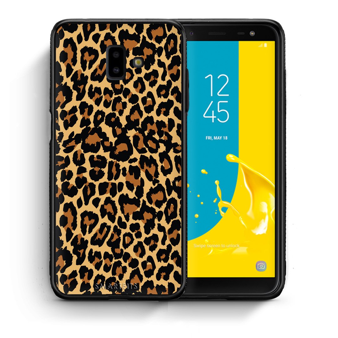 Θήκη Samsung J6+ Leopard Animal από τη Smartfits με σχέδιο στο πίσω μέρος και μαύρο περίβλημα | Samsung J6+ Leopard Animal case with colorful back and black bezels