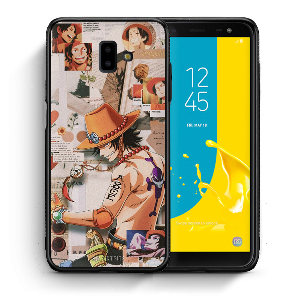 Θήκη Samsung J6+ Anime Collage από τη Smartfits με σχέδιο στο πίσω μέρος και μαύρο περίβλημα | Samsung J6+ Anime Collage case with colorful back and black bezels