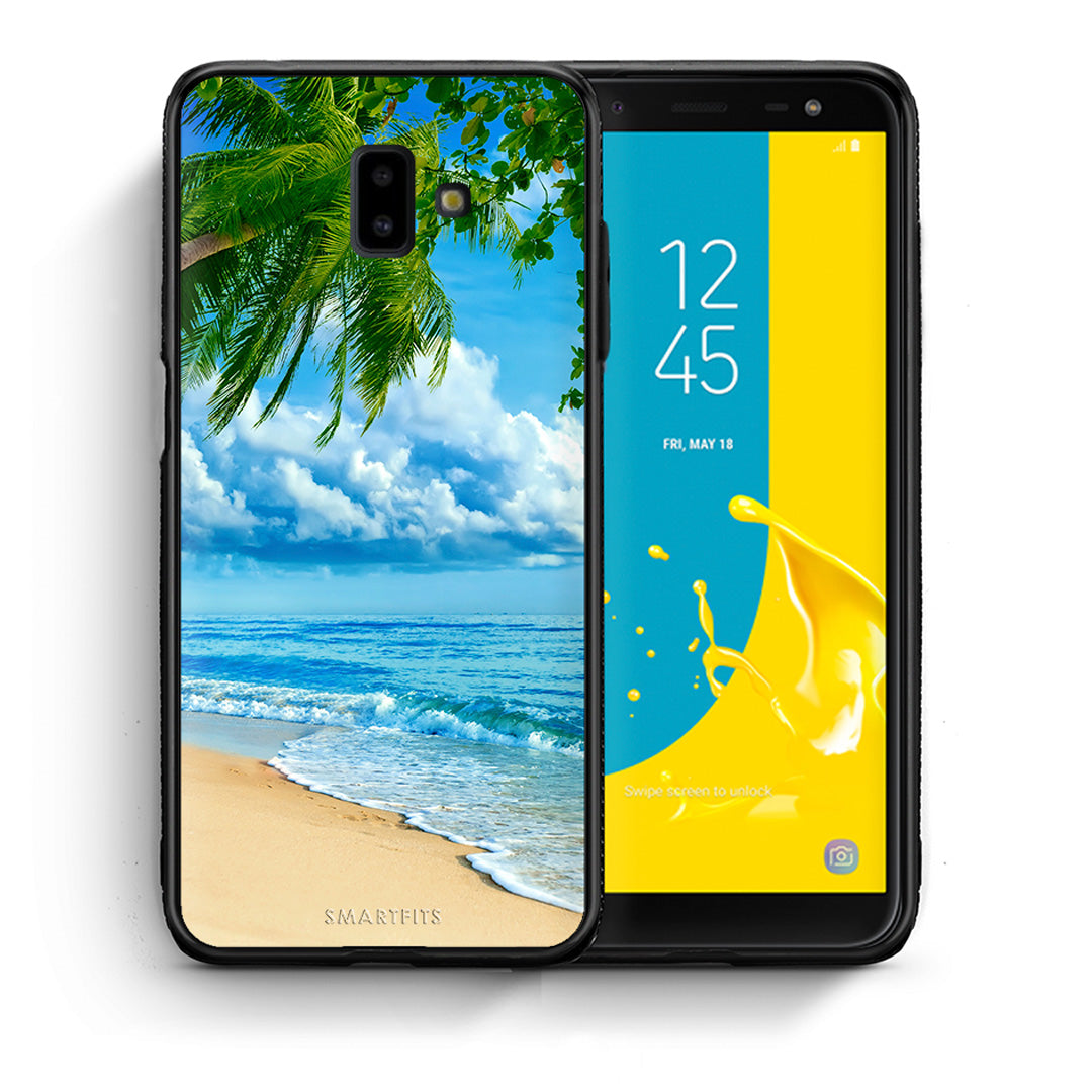 Θήκη Samsung J6+ Beautiful Beach από τη Smartfits με σχέδιο στο πίσω μέρος και μαύρο περίβλημα | Samsung J6+ Beautiful Beach case with colorful back and black bezels