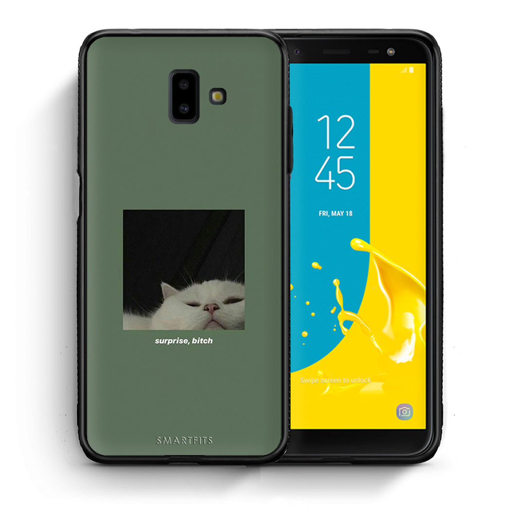 Θήκη Samsung J6+ Bitch Surprise από τη Smartfits με σχέδιο στο πίσω μέρος και μαύρο περίβλημα | Samsung J6+ Bitch Surprise case with colorful back and black bezels