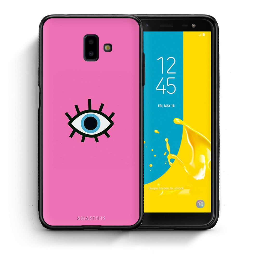 Θήκη Samsung J6+ Blue Eye Pink από τη Smartfits με σχέδιο στο πίσω μέρος και μαύρο περίβλημα | Samsung J6+ Blue Eye Pink case with colorful back and black bezels