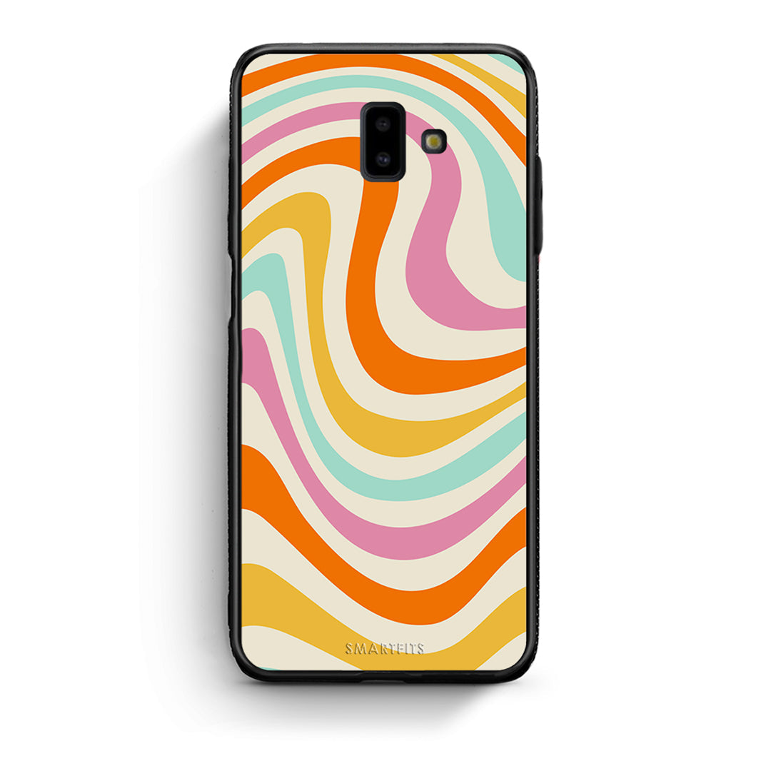 samsung J6+ Colourful Waves θήκη από τη Smartfits με σχέδιο στο πίσω μέρος και μαύρο περίβλημα | Smartphone case with colorful back and black bezels by Smartfits
