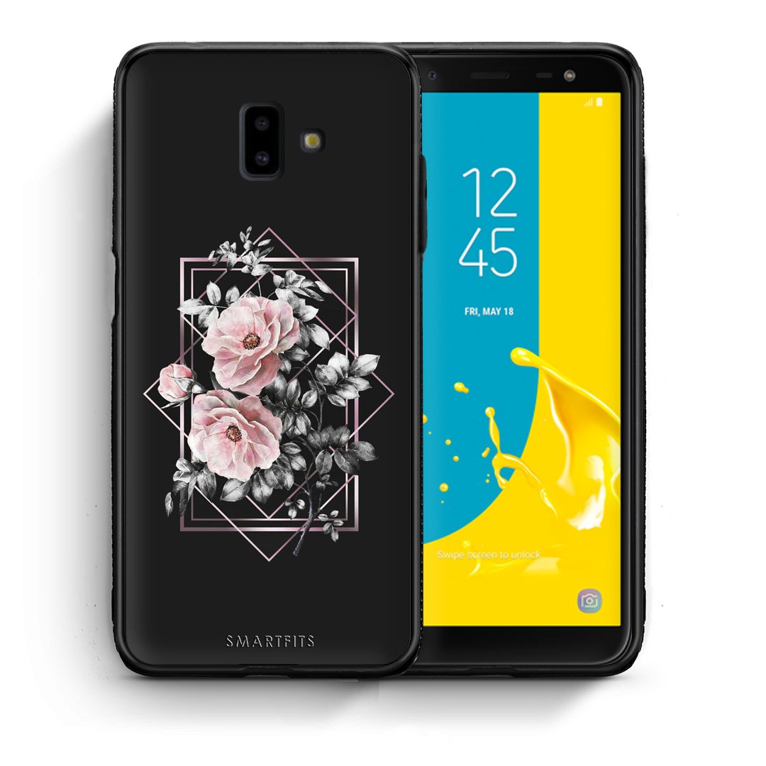 Θήκη Samsung J6+ Frame Flower από τη Smartfits με σχέδιο στο πίσω μέρος και μαύρο περίβλημα | Samsung J6+ Frame Flower case with colorful back and black bezels