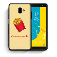 Thumbnail for Θήκη Αγίου Βαλεντίνου Samsung J6+ Fries Before Guys από τη Smartfits με σχέδιο στο πίσω μέρος και μαύρο περίβλημα | Samsung J6+ Fries Before Guys case with colorful back and black bezels