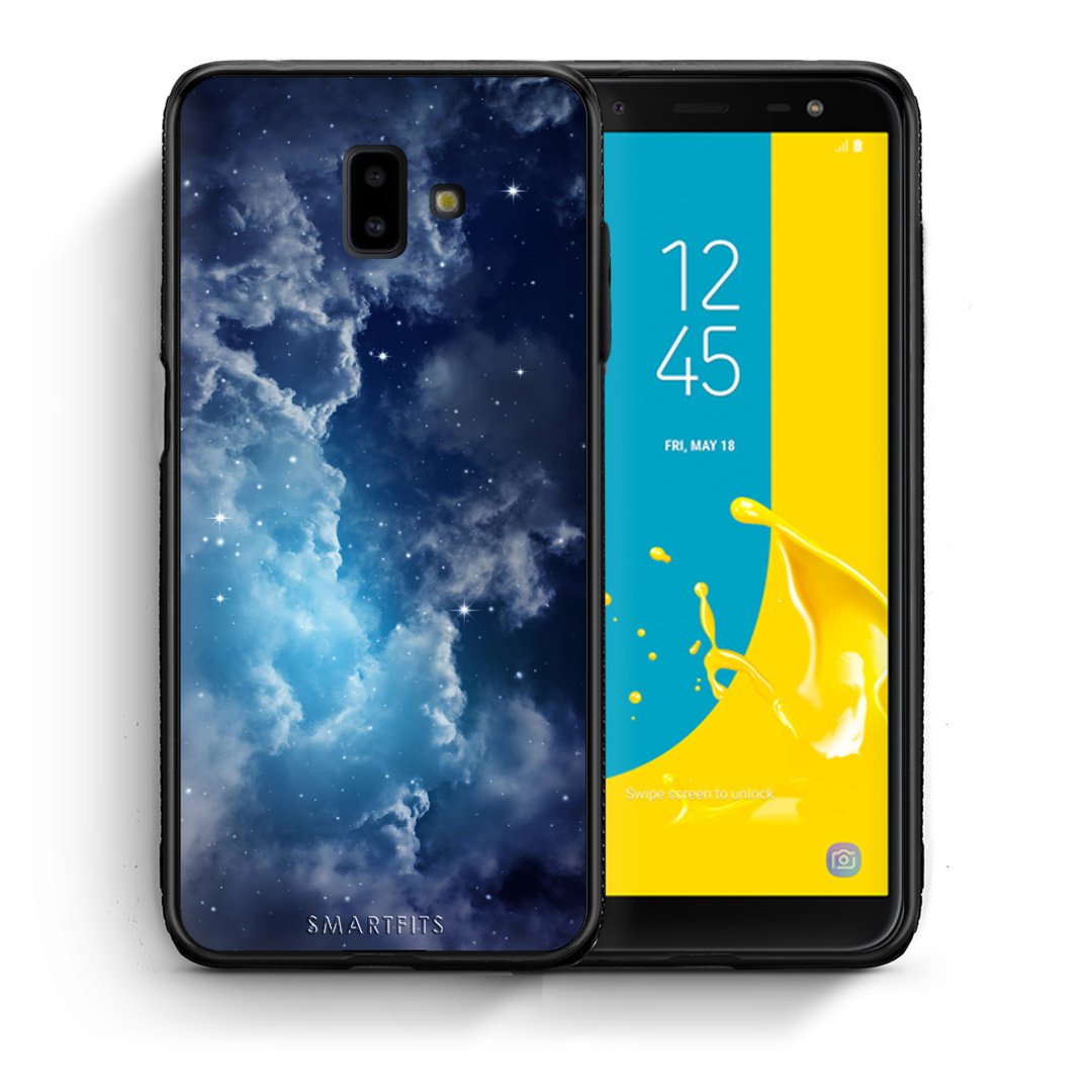 Θήκη Samsung J6+ Blue Sky Galaxy από τη Smartfits με σχέδιο στο πίσω μέρος και μαύρο περίβλημα | Samsung J6+ Blue Sky Galaxy case with colorful back and black bezels