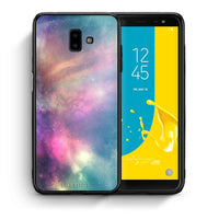 Thumbnail for Θήκη Samsung J6+ Rainbow Galaxy από τη Smartfits με σχέδιο στο πίσω μέρος και μαύρο περίβλημα | Samsung J6+ Rainbow Galaxy case with colorful back and black bezels