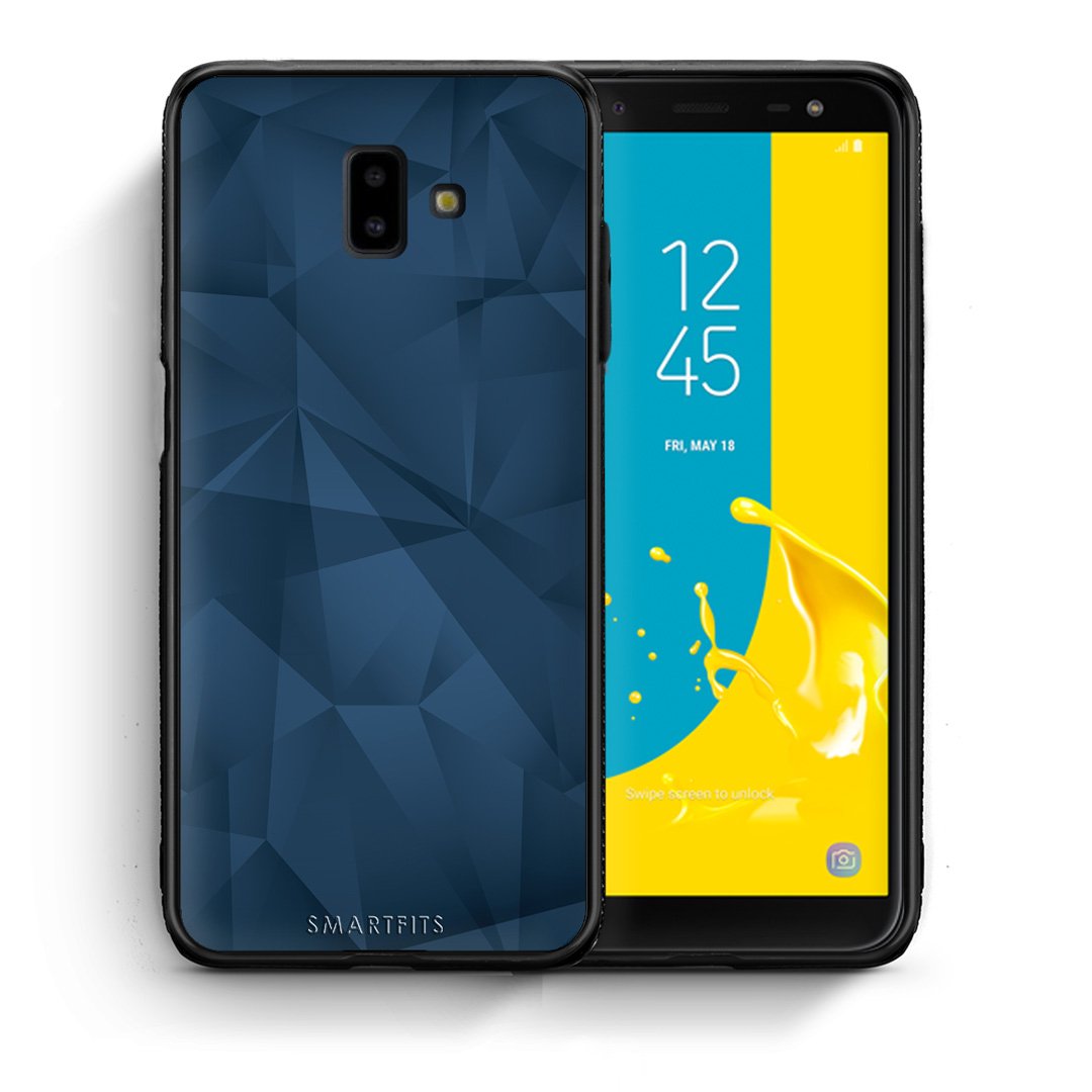 Θήκη Samsung J6+ Blue Abstract Geometric από τη Smartfits με σχέδιο στο πίσω μέρος και μαύρο περίβλημα | Samsung J6+ Blue Abstract Geometric case with colorful back and black bezels