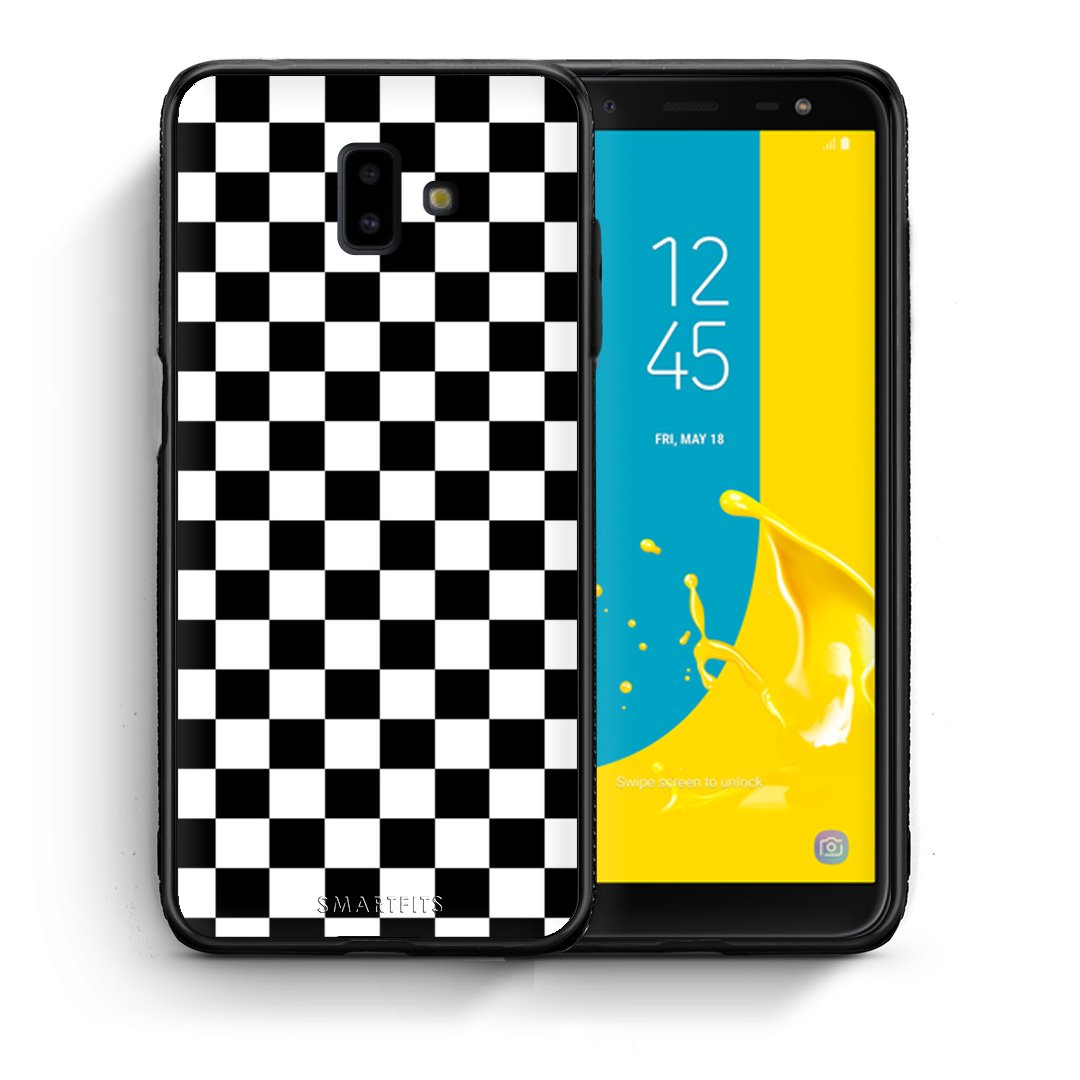 Θήκη Samsung J6+ Squares Geometric από τη Smartfits με σχέδιο στο πίσω μέρος και μαύρο περίβλημα | Samsung J6+ Squares Geometric case with colorful back and black bezels