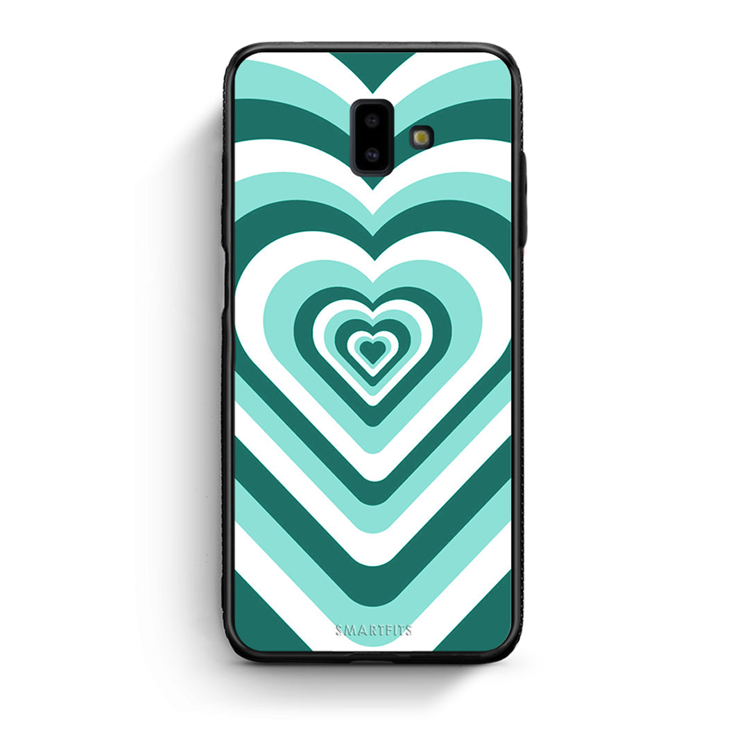 samsung J6+ Green Hearts θήκη από τη Smartfits με σχέδιο στο πίσω μέρος και μαύρο περίβλημα | Smartphone case with colorful back and black bezels by Smartfits