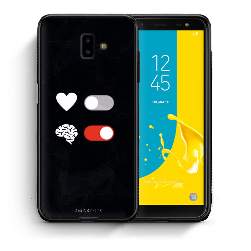 Θήκη Αγίου Βαλεντίνου Samsung J6+ Heart Vs Brain από τη Smartfits με σχέδιο στο πίσω μέρος και μαύρο περίβλημα | Samsung J6+ Heart Vs Brain case with colorful back and black bezels
