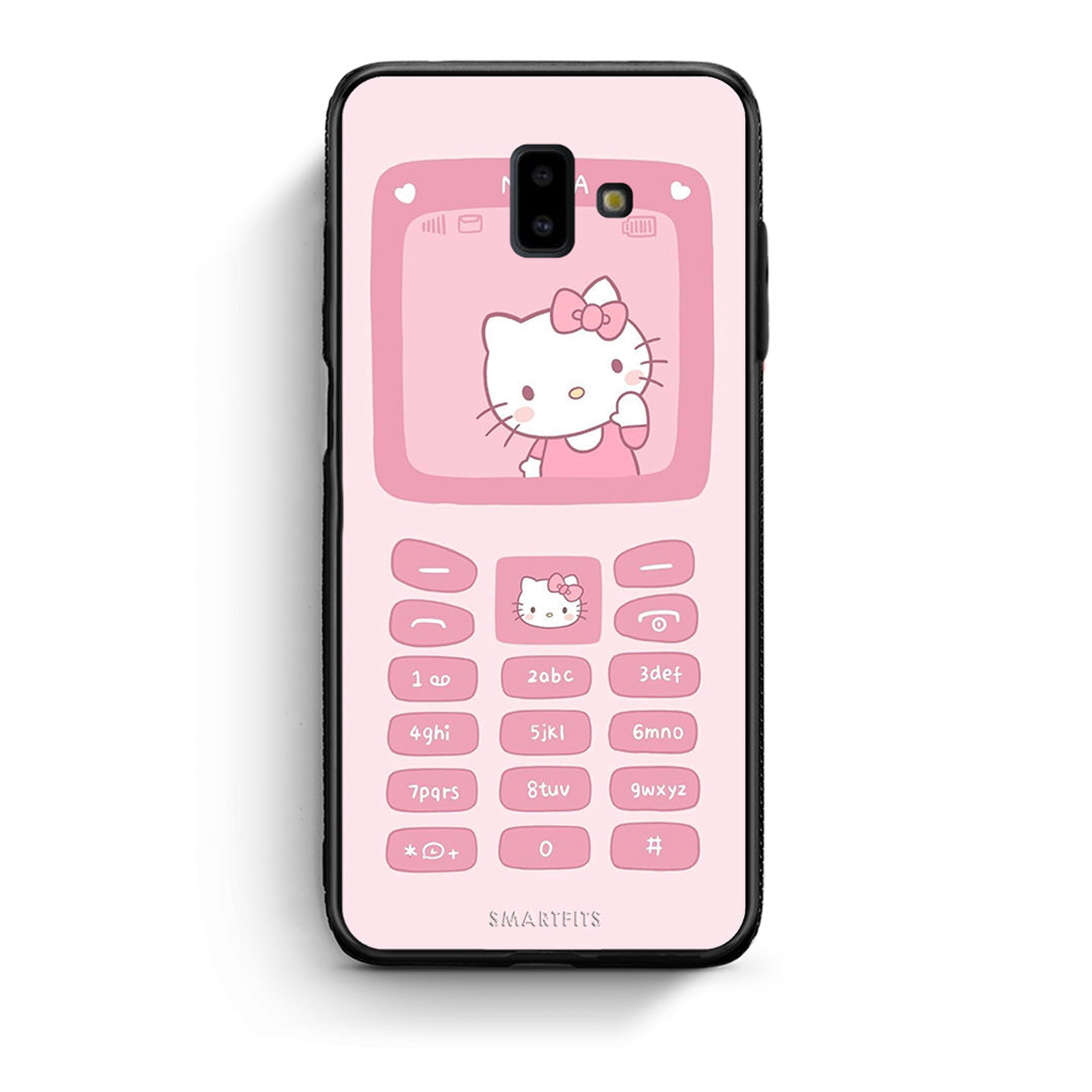 samsung J6+ Hello Kitten Θήκη Αγίου Βαλεντίνου από τη Smartfits με σχέδιο στο πίσω μέρος και μαύρο περίβλημα | Smartphone case with colorful back and black bezels by Smartfits