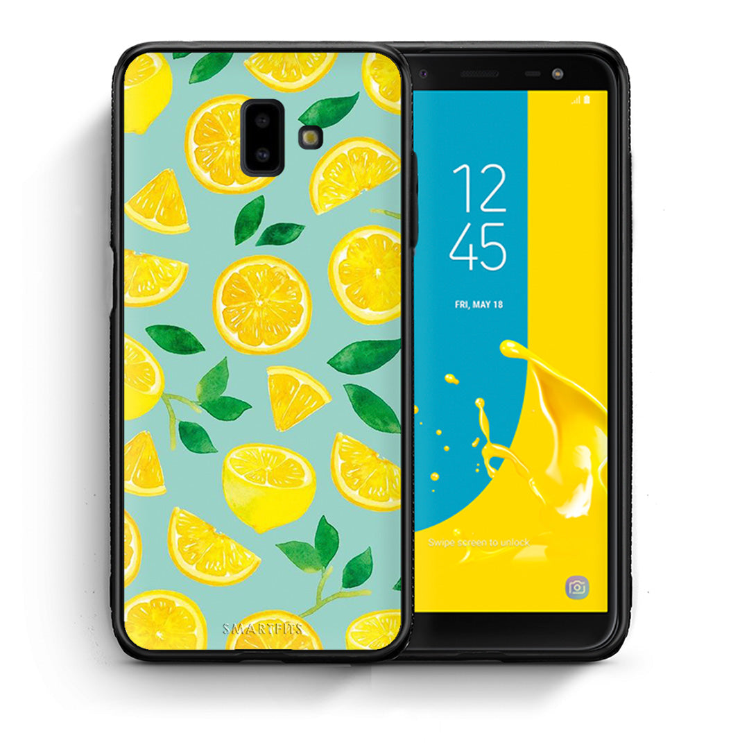 Θήκη Samsung J6+ Lemons από τη Smartfits με σχέδιο στο πίσω μέρος και μαύρο περίβλημα | Samsung J6+ Lemons case with colorful back and black bezels