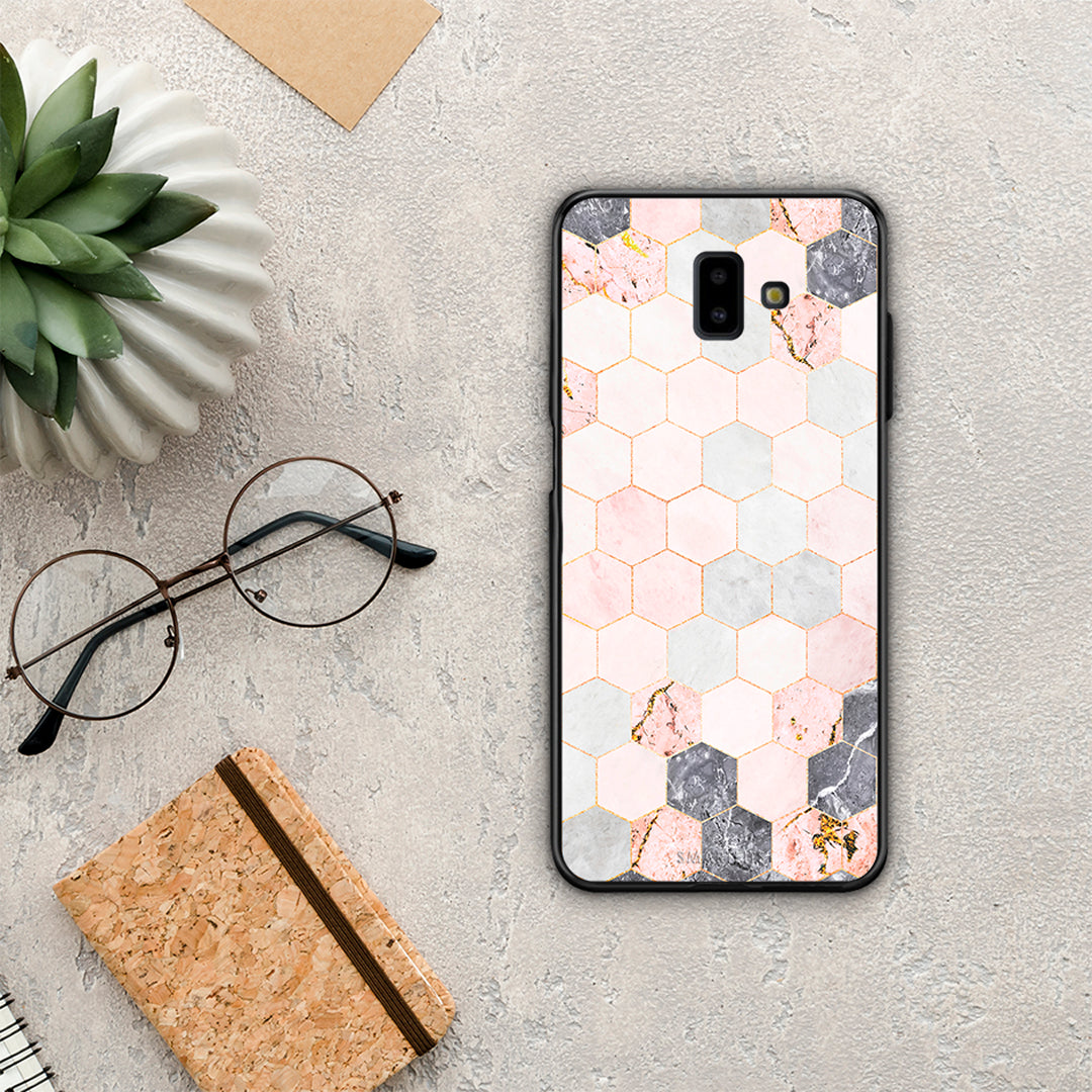 Marble Hexagon Pink - Samsung Galaxy J6+ Case