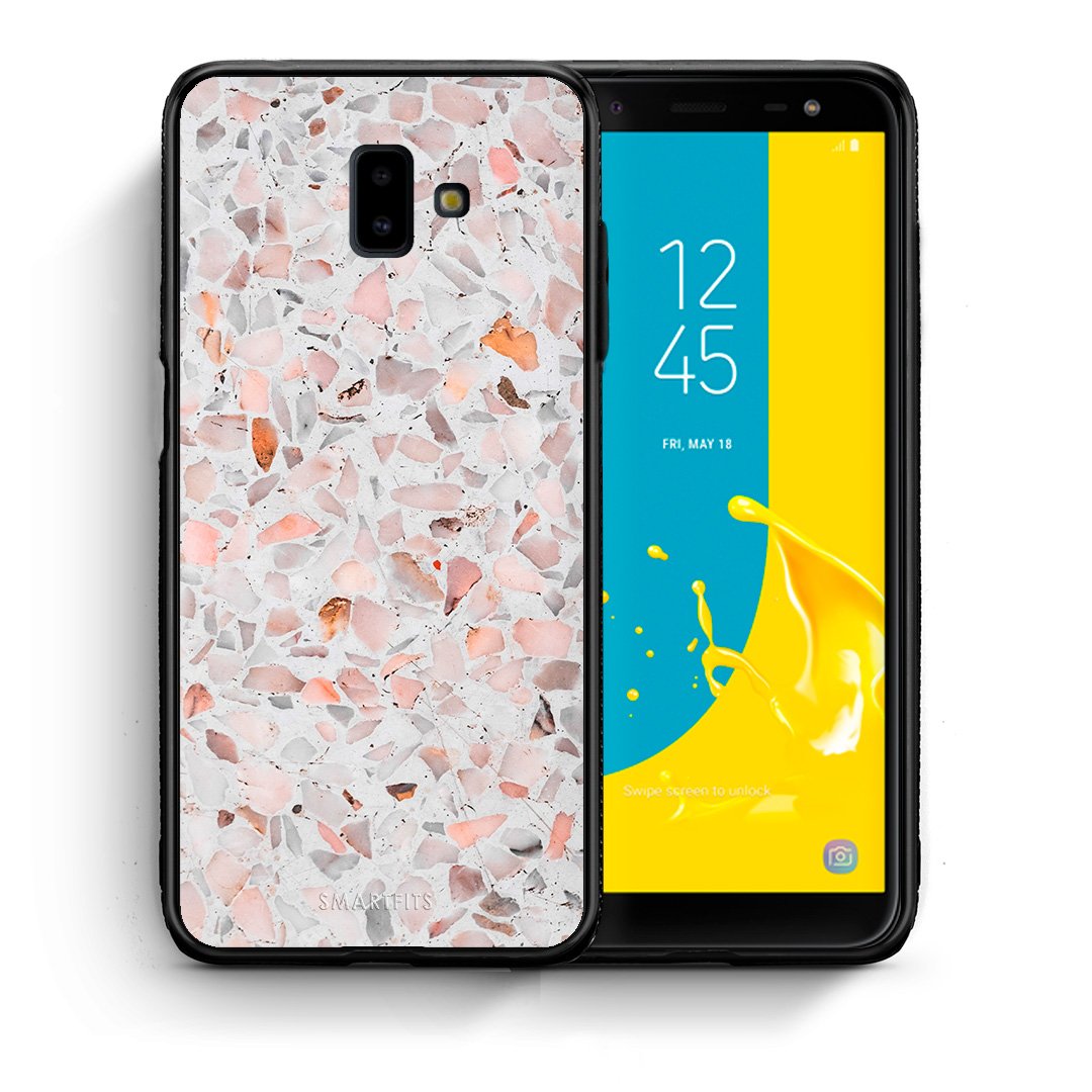 Θήκη Samsung J6+ Marble Terrazzo από τη Smartfits με σχέδιο στο πίσω μέρος και μαύρο περίβλημα | Samsung J6+ Marble Terrazzo case with colorful back and black bezels