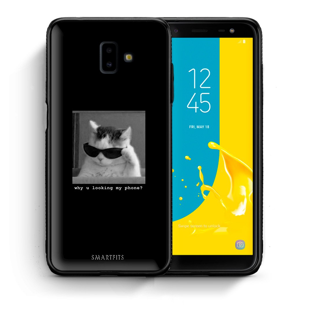 Θήκη Samsung J6+ Meme Cat από τη Smartfits με σχέδιο στο πίσω μέρος και μαύρο περίβλημα | Samsung J6+ Meme Cat case with colorful back and black bezels