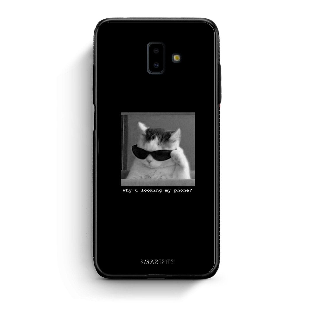 samsung J6+ Meme Cat θήκη από τη Smartfits με σχέδιο στο πίσω μέρος και μαύρο περίβλημα | Smartphone case with colorful back and black bezels by Smartfits